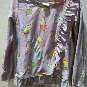 Ruffle Butts Lavender Kids Rashguard with Pastel Multicolor Ice Cream Print